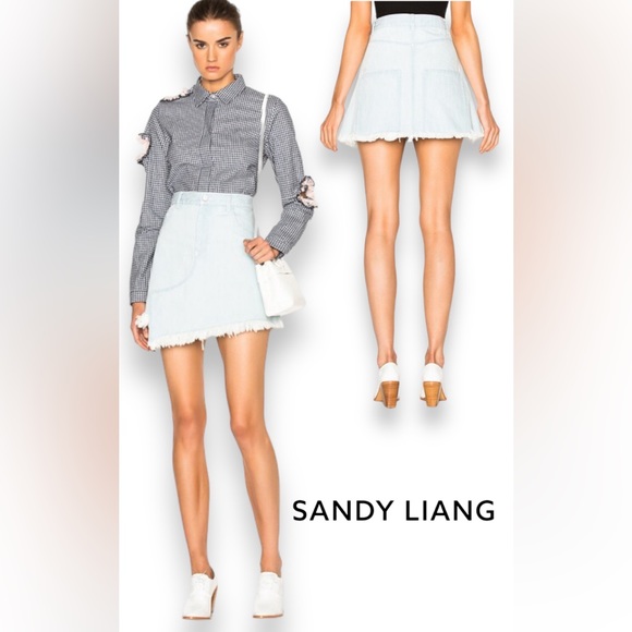 Sandy Liang Denim Skirt 100% COTTON MSRP $345 - Picture 1 of 13